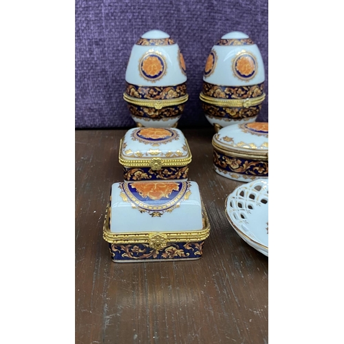 200 - x6 Beautiful Limoges Style Trinket Boxes, Different Shapes and Sizes, Most Popular Egg Shaped and Ot... 