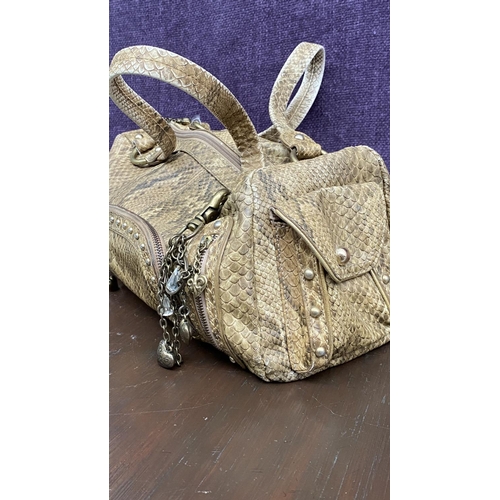 400 - x2 Vintage Handbags, x1 Brown Leather with Crocodile-Embossed Pattern Together with Kathy Van Zeelan... 