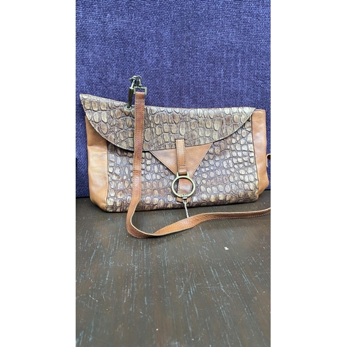 400 - x2 Vintage Handbags, x1 Brown Leather with Crocodile-Embossed Pattern Together with Kathy Van Zeelan... 
