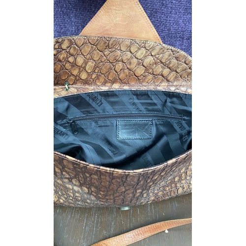 400 - x2 Vintage Handbags, x1 Brown Leather with Crocodile-Embossed Pattern Together with Kathy Van Zeelan... 
