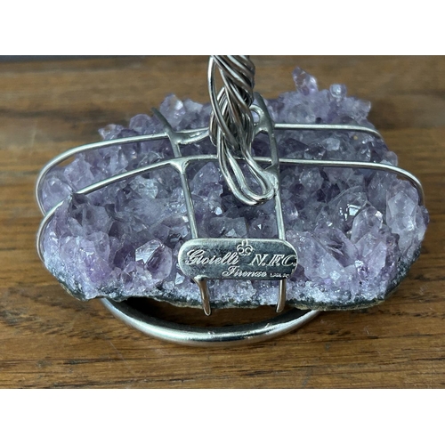 161 - Silver Olive Tree on Amethyst Stone Base