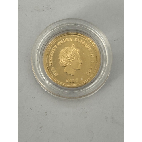181 - Half Crown 9ct Gold Queen Elizabeth 2010 Coin