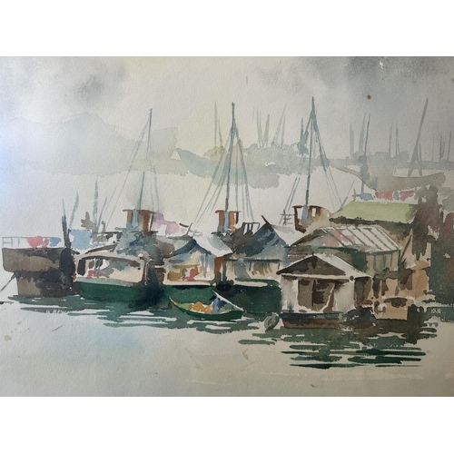 188 - 'Bruce Church' Seascape Watercolor Painting in Frame (58 x 43cm)
