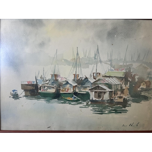 188 - 'Bruce Church' Seascape Watercolor Painting in Frame (58 x 43cm)