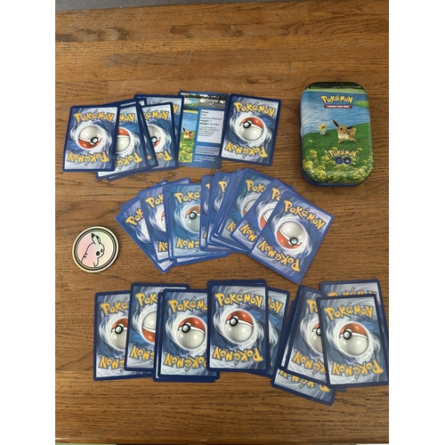372 - Large Collection of 43 Pokemon Cards, Pokemon Mini Tin and Pokemon Pikachu Gold Coin
