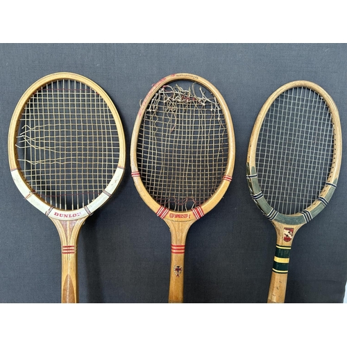 384 - x3 Vintage Wooden Collectible Tennis Rackets