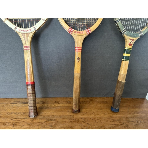 384 - x3 Vintage Wooden Collectible Tennis Rackets