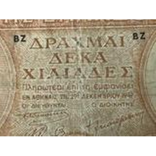391 - x2 Vintage 1949 Greek Drachmas Banknotes of 20.000 and 10.000