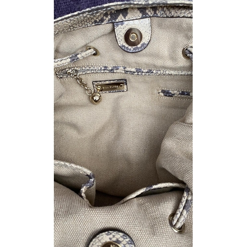 151 - Bill Blass Large Designer Beige Python Snake Skin Leather Hobo Shoulder Bag with Drawstring Closure ... 