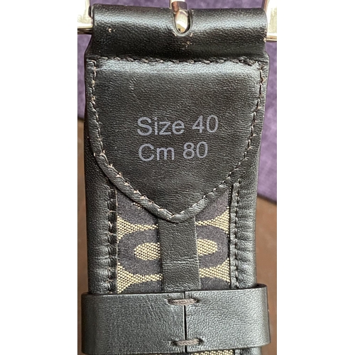 153 - Moschino Black Jacquard Logo Buckle Belt Made from Textile and Leather Size 40, 80cm L.(Unused) - Ta... 