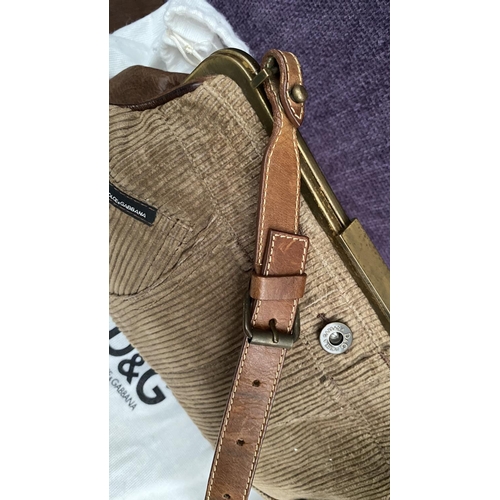154 - Dolce Gabbana Corduroy and Leather Shoulder Bag in Trouser Shape Original