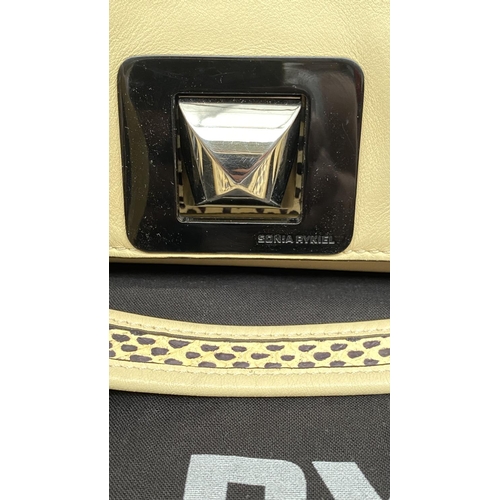 160 - Sonia Rykiel Italian Calfskin Beige Leather Shoulder/Handback with Black Edging and Snake Skin Detai... 