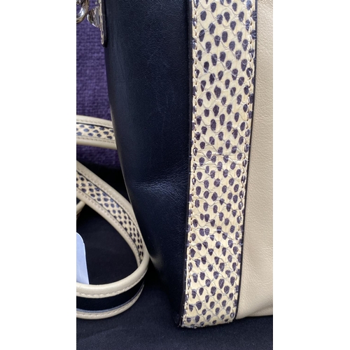 160 - Sonia Rykiel Italian Calfskin Beige Leather Shoulder/Handback with Black Edging and Snake Skin Detai... 