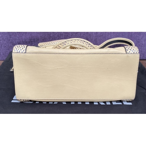 160 - Sonia Rykiel Italian Calfskin Beige Leather Shoulder/Handback with Black Edging and Snake Skin Detai... 