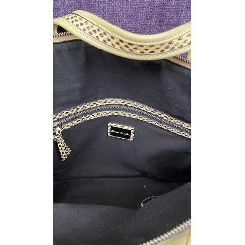 160 - Sonia Rykiel Italian Calfskin Beige Leather Shoulder/Handback with Black Edging and Snake Skin Detai... 