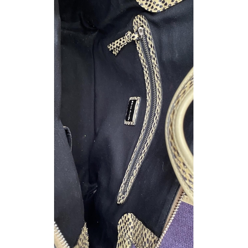 160 - Sonia Rykiel Italian Calfskin Beige Leather Shoulder/Handback with Black Edging and Snake Skin Detai... 
