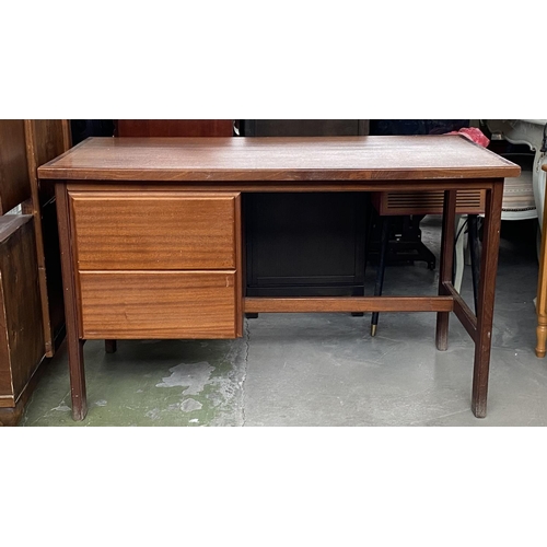 165 - Vintage 1960's Danish Style Modern Desk with 2 Drawers on The Left Side (126 W. x 65 d. x 75cm H.)