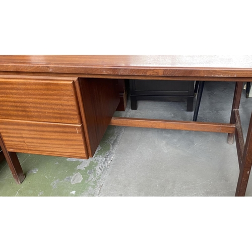 165 - Vintage 1960's Danish Style Modern Desk with 2 Drawers on The Left Side (126 W. x 65 d. x 75cm H.)