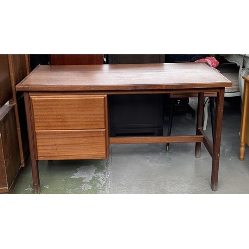 165 - Vintage 1960's Danish Style Modern Desk with 2 Drawers on The Left Side (126 W. x 65 d. x 75cm H.)