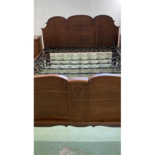 166 - Large Beautiful Walnut Single Bed Frame Together with 2 Matching Bedside Tables (Missing x1 Handle -... 