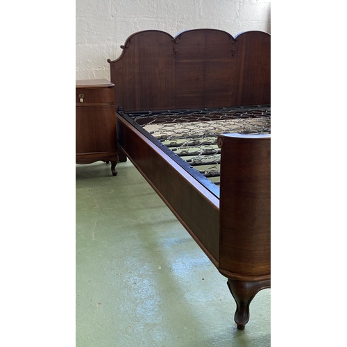 166 - Large Beautiful Walnut Single Bed Frame Together with 2 Matching Bedside Tables (Missing x1 Handle -... 