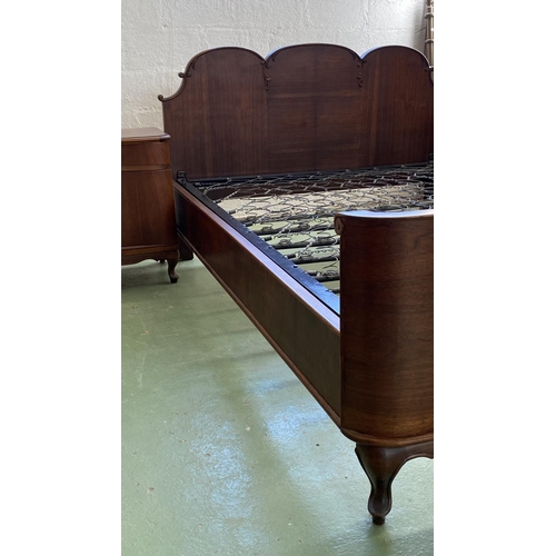 166 - Large Beautiful Walnut Single Bed Frame Together with 2 Matching Bedside Tables (Missing x1 Handle -... 
