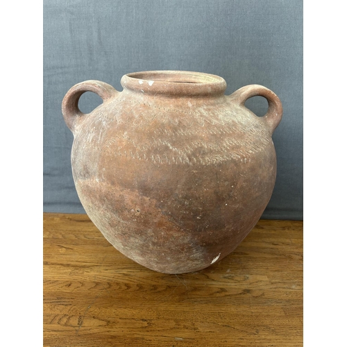172 - Large Vintage Red Cyprus Jar with 2 Handles (Appr. 41cm H., 41cm W.)