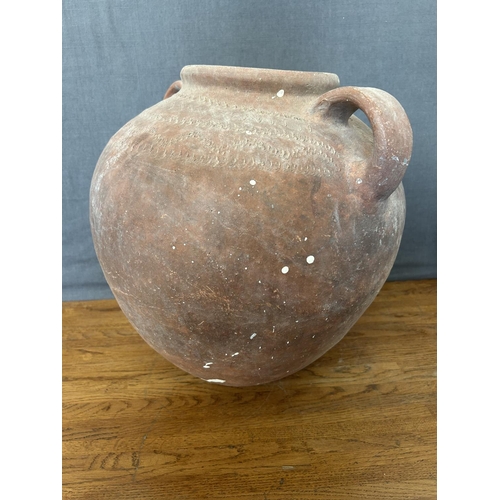 172 - Large Vintage Red Cyprus Jar with 2 Handles (Appr. 41cm H., 41cm W.)