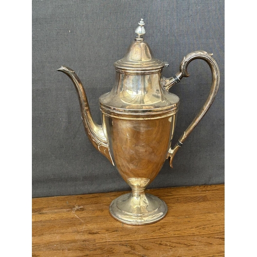 198 - Concord Silver International 4-Piece Tea Set of Silver Plated Serving Tray with Matching Coffee Pot,... 