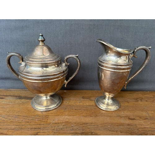 198 - Concord Silver International 4-Piece Tea Set of Silver Plated Serving Tray with Matching Coffee Pot,... 