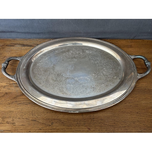 198 - Concord Silver International 4-Piece Tea Set of Silver Plated Serving Tray with Matching Coffee Pot,... 