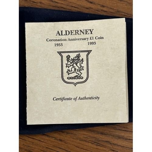 204 - Alderney Queen Elizabeth 1953-1993 Coronation Anniversary £1 Sterling Silver Proof Coin