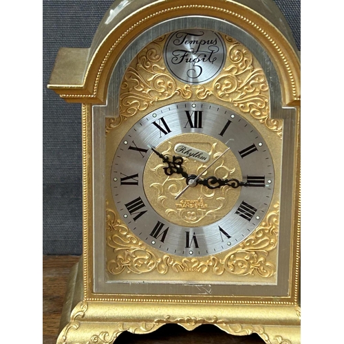 223 - Vintage Swiza Tempus Fugit Brass Carriage Alarm Clock with Roma Numerals and Engraved Dial (A/F)