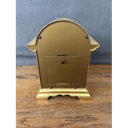 223 - Vintage Swiza Tempus Fugit Brass Carriage Alarm Clock with Roma Numerals and Engraved Dial (A/F)