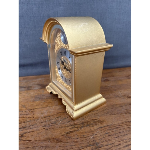 223 - Vintage Swiza Tempus Fugit Brass Carriage Alarm Clock with Roma Numerals and Engraved Dial (A/F)