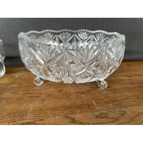 225 - Collection of Glassware Incl. Crystal Candy Bowl and 6 Libbey Duroduff Whisky Glasses Made in USA