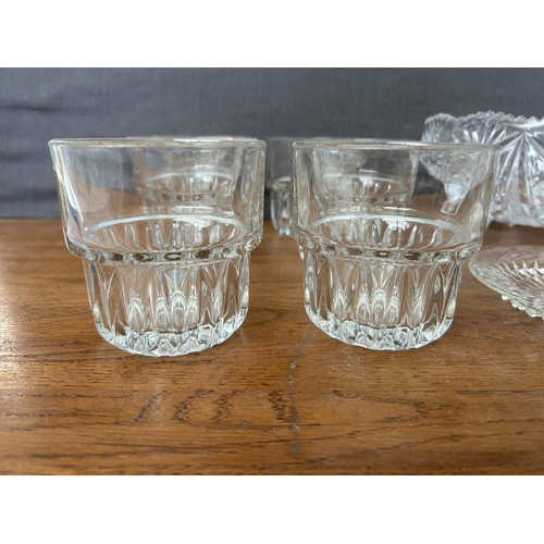 225 - Collection of Glassware Incl. Crystal Candy Bowl and 6 Libbey Duroduff Whisky Glasses Made in USA