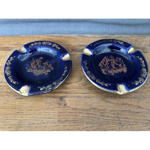 394 - Limoges Castel France Gold Edged Small Porcelain Vase and x2 Ashtrays