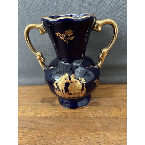 394 - Limoges Castel France Gold Edged Small Porcelain Vase and x2 Ashtrays