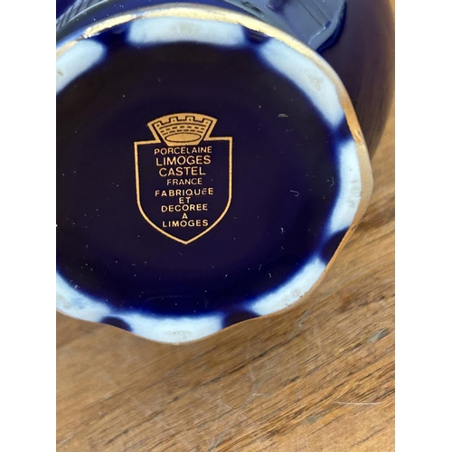 394 - Limoges Castel France Gold Edged Small Porcelain Vase and x2 Ashtrays