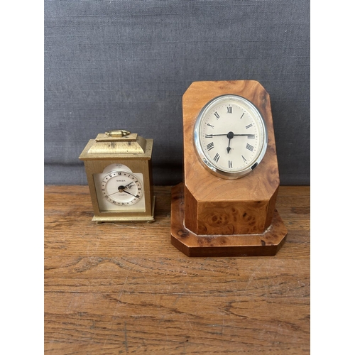 405 - Brass Carriage and Walnut Clocks (x2pcs)