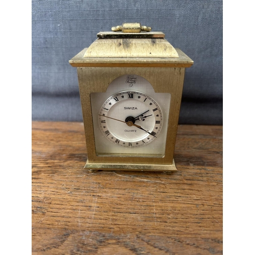 405 - Brass Carriage and Walnut Clocks (x2pcs)