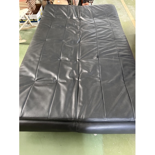 134 - Black Soft Leather 3-Seat Sofa-Bed