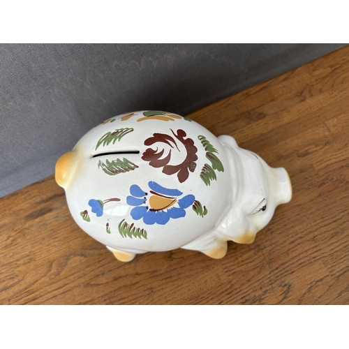 138 - Large Collectible Piggy Bank Together with Eagle Figurine
