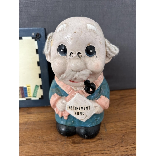 139 - Retirement Fund Piggy Bank and Novelty Granddad Plaque