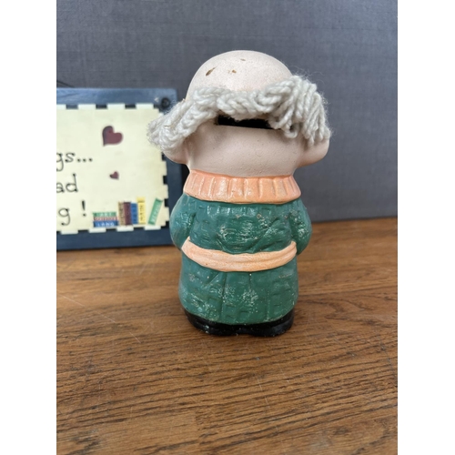 139 - Retirement Fund Piggy Bank and Novelty Granddad Plaque