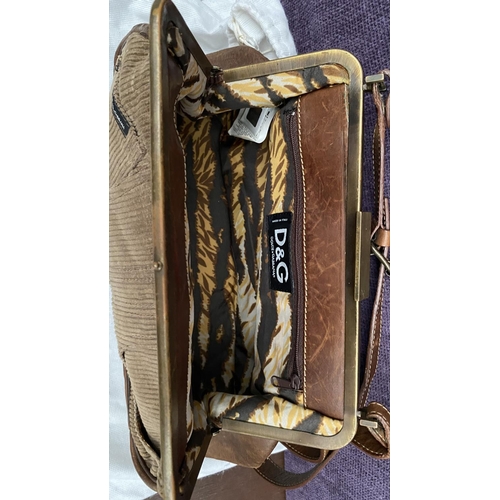 249 - Dolce Gabbana Corduroy and Leather Shoulder Bag in Trouser Shape Original