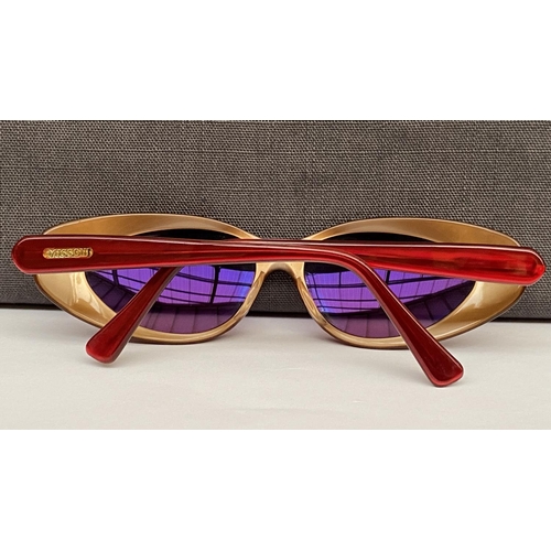 131 - Pair of Missoni Cat-Eye Sunglasses with Gold Tone/Honey Amber Frame and Red Detailings