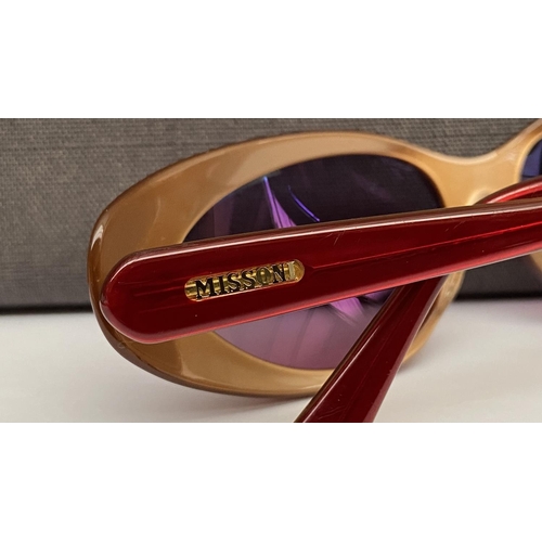 131 - Pair of Missoni Cat-Eye Sunglasses with Gold Tone/Honey Amber Frame and Red Detailings