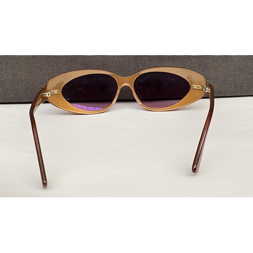 131 - Pair of Missoni Cat-Eye Sunglasses with Gold Tone/Honey Amber Frame and Red Detailings